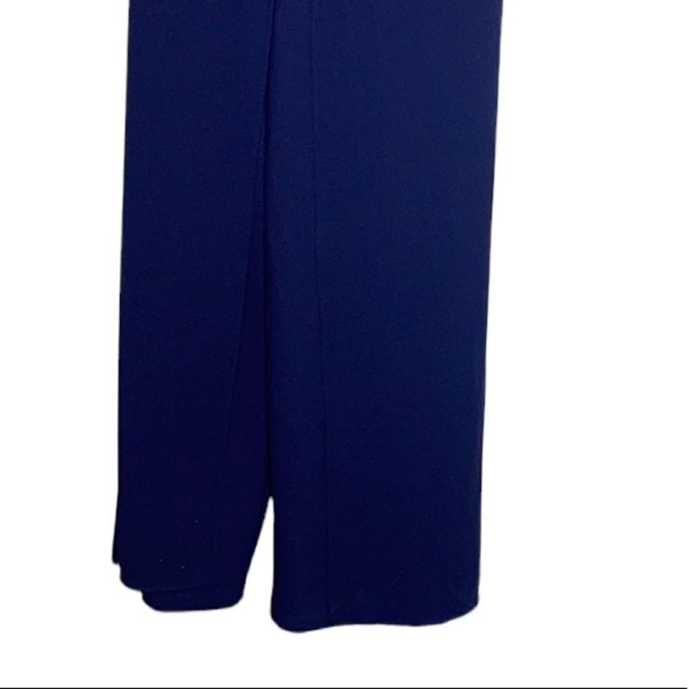 Navy Ruffle One-Shoulder Jumpsuit Marina - Picture 4 of 7